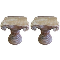 Pair of ionic column side tables