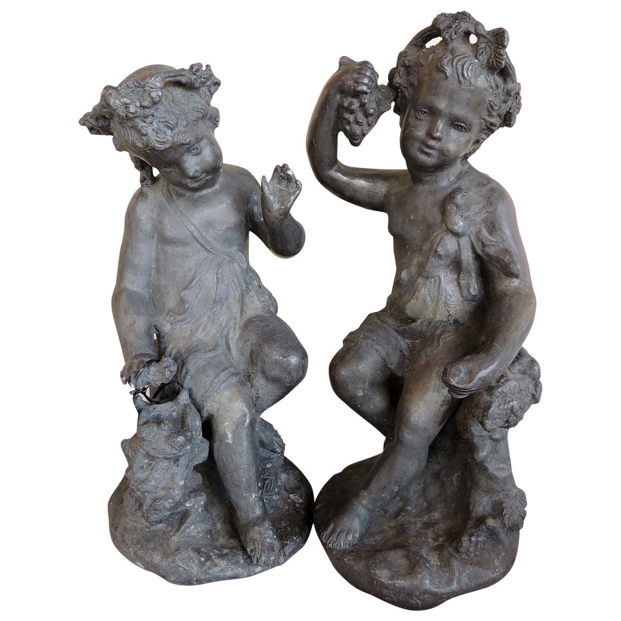 Pair of Lead Garden Statues