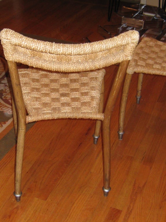 Mid-Century Modern Pair of Woven Rope Side Chairs Attributed to Ico Parisi