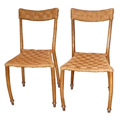 Pair of Woven Rope Side Chairs Attributed to Ico Parisi