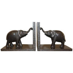 Antique pair of elephant bookends