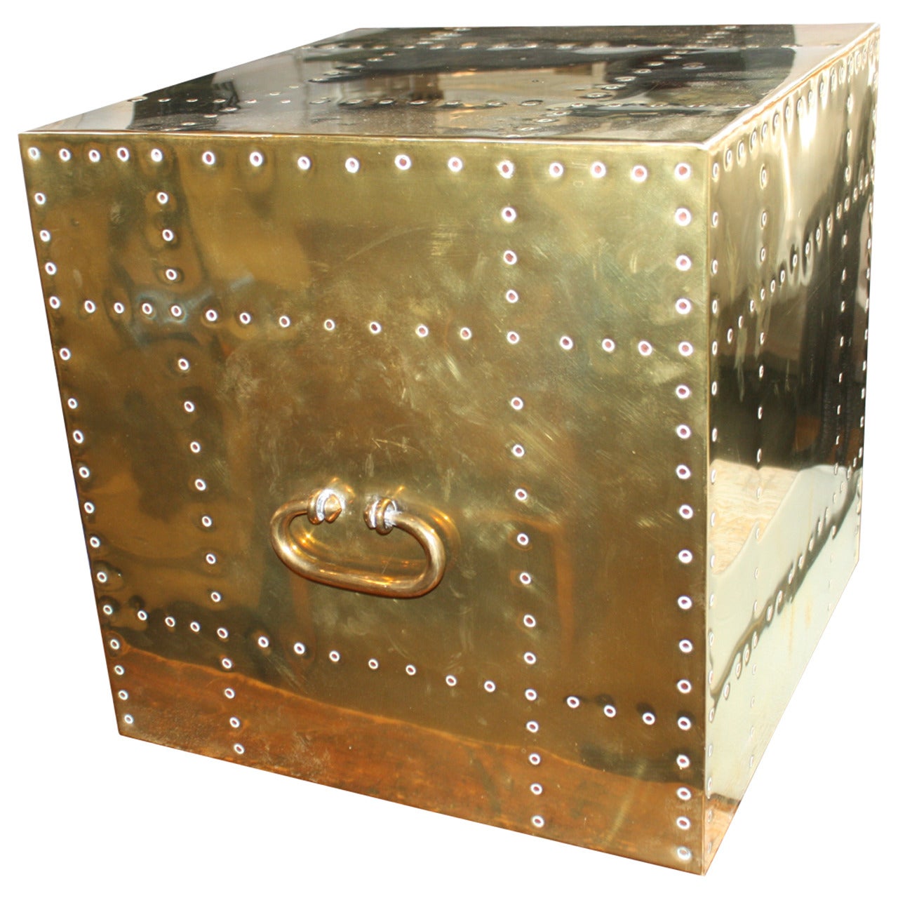 Brass Cube Table with Handles