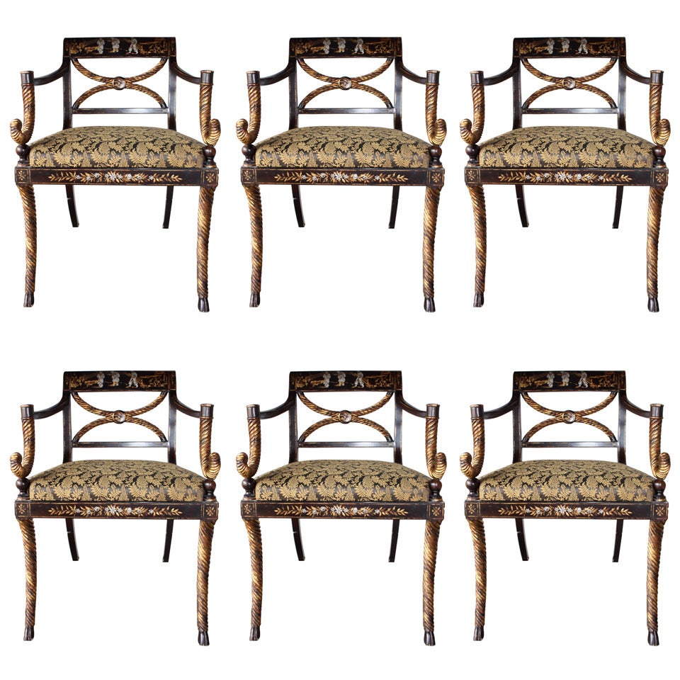 Set of Six Chinoiserie Chairs from Rose Tarlow Melrose House