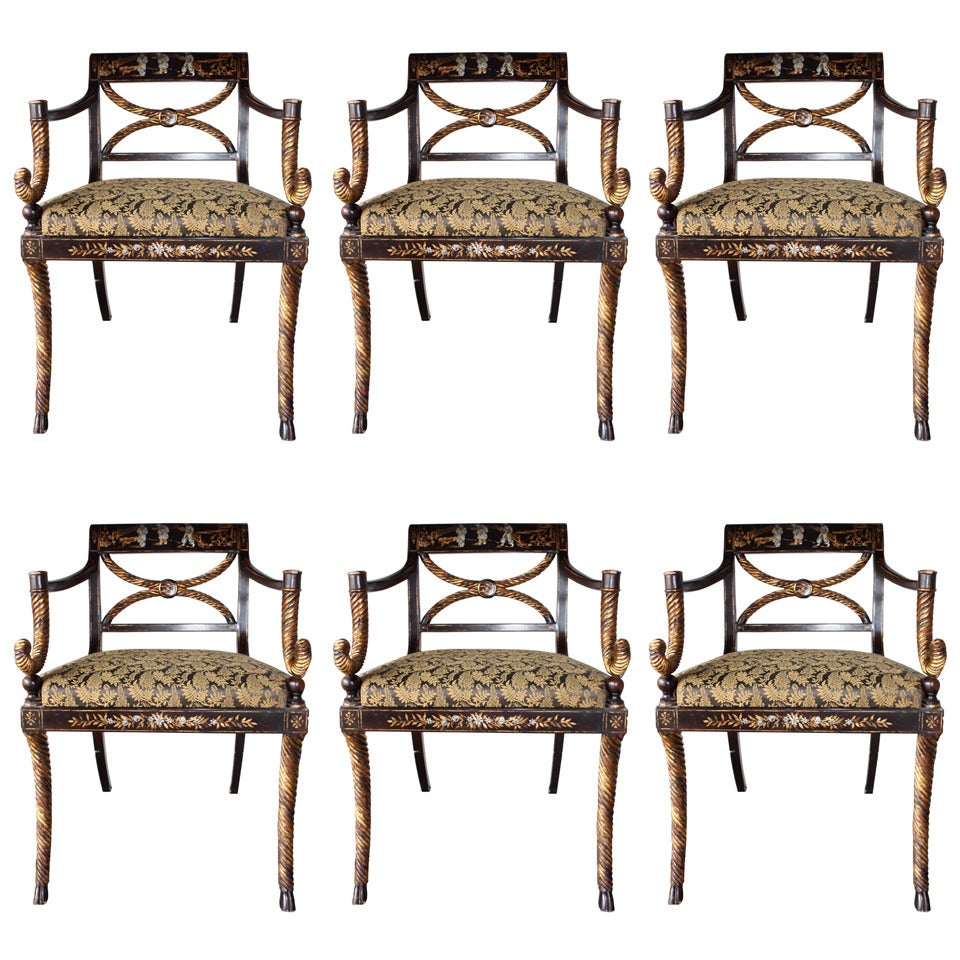 Set of Six Chinoiserie Chairs from Rose Tarlow Melrose House