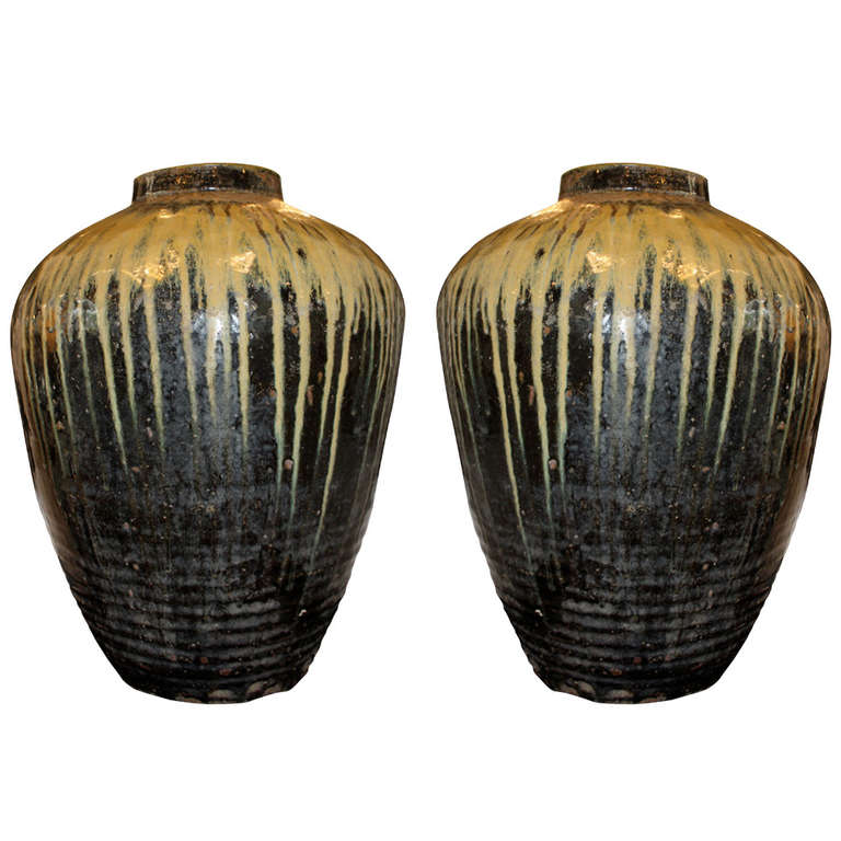 Pair of Extra Large Ceramic Pots at 1stdibs