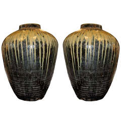 Antique Pair of Extra Large Ceramic Pots