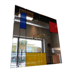 Graphic "Mondrian" Inspired Mirror by Rimadesio C. 1970s