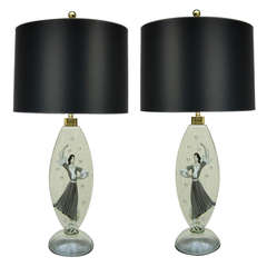 Pair of Cased Murano Glass Figural Lamps by Alfredo Barbini 3