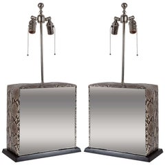 Karl Springer Style Python and Mirror Lamps