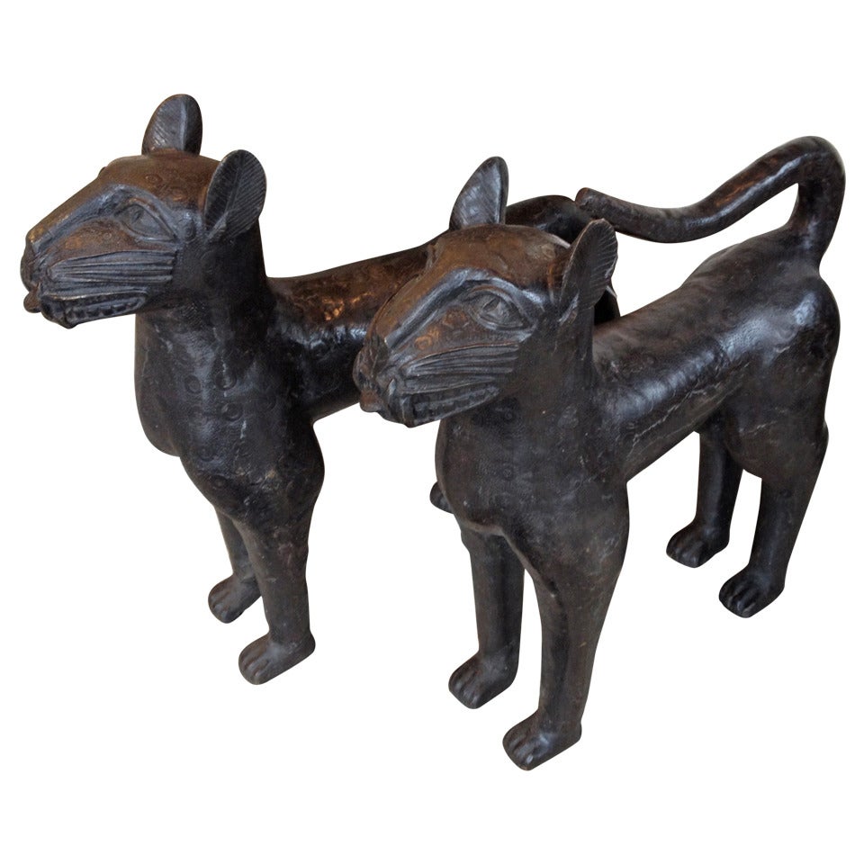Pair of Bronze Leopards