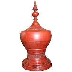 late 19th century Burmese red lacquer offering vessel