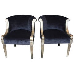 Pair of Sally Sirkin Lewis silver leaf chairs Pair of Sally Sirkin Lewis silver leaf chairs