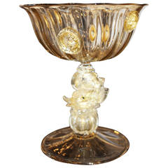 Antique Gold Murano Compote