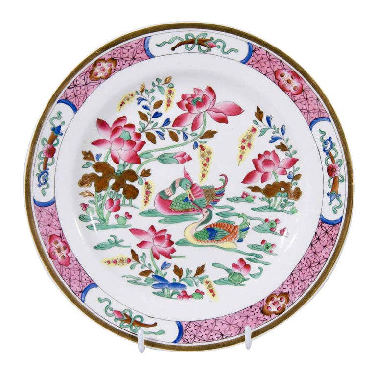 Antique Porcelain Dessert Service in the Spode "Pink Ducks" Pattern at ...