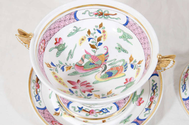 Chinoiserie Antique Porcelain Dessert Service in the Spode 