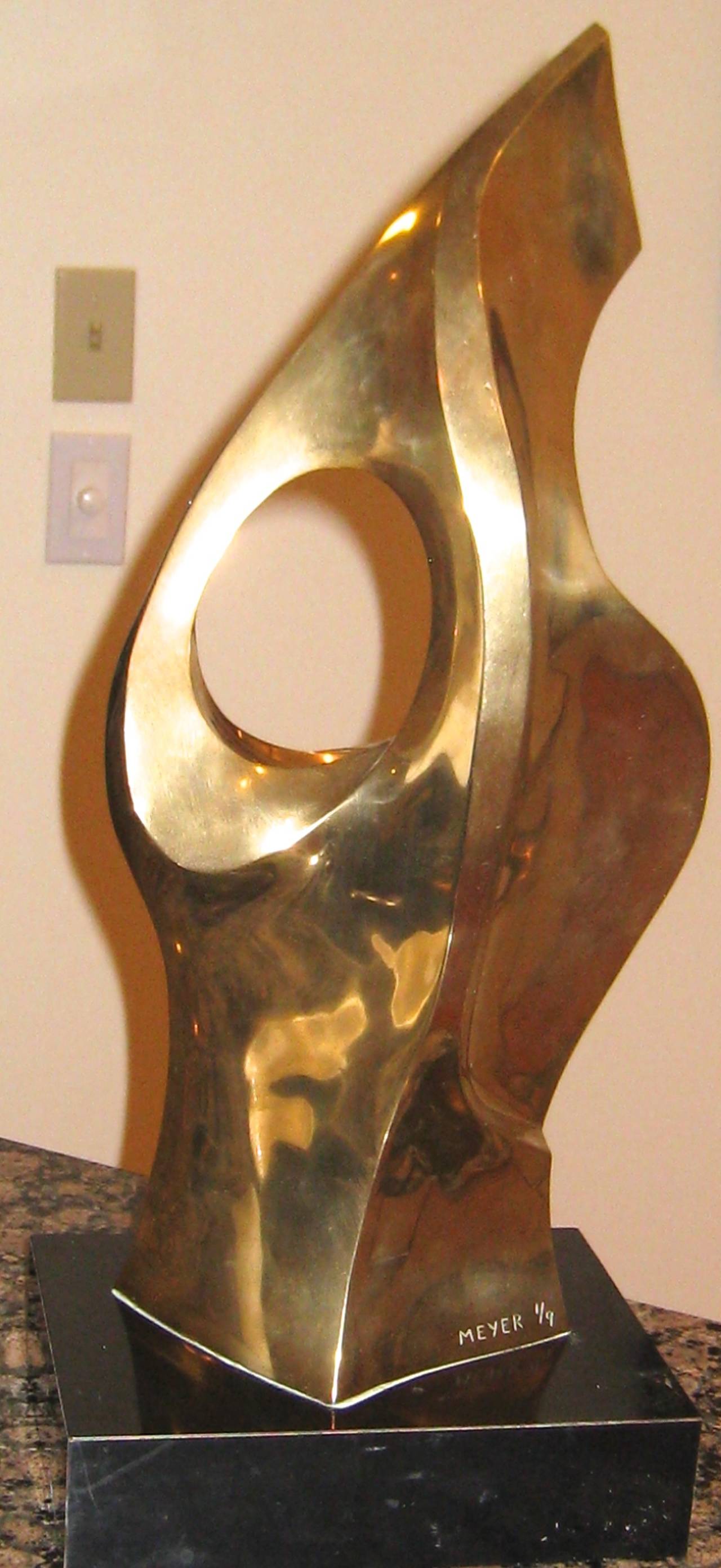 Abstract Gilt Bronze Sculpture by Seymour Meyer In Excellent Condition In Chicago, IL