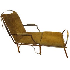 Vintage Brushed steel and Brass chaise lounge by Victoria ironworks