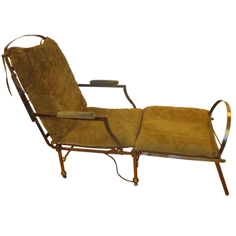Brushed steel and Brass chaise lounge by Victoria ironworks