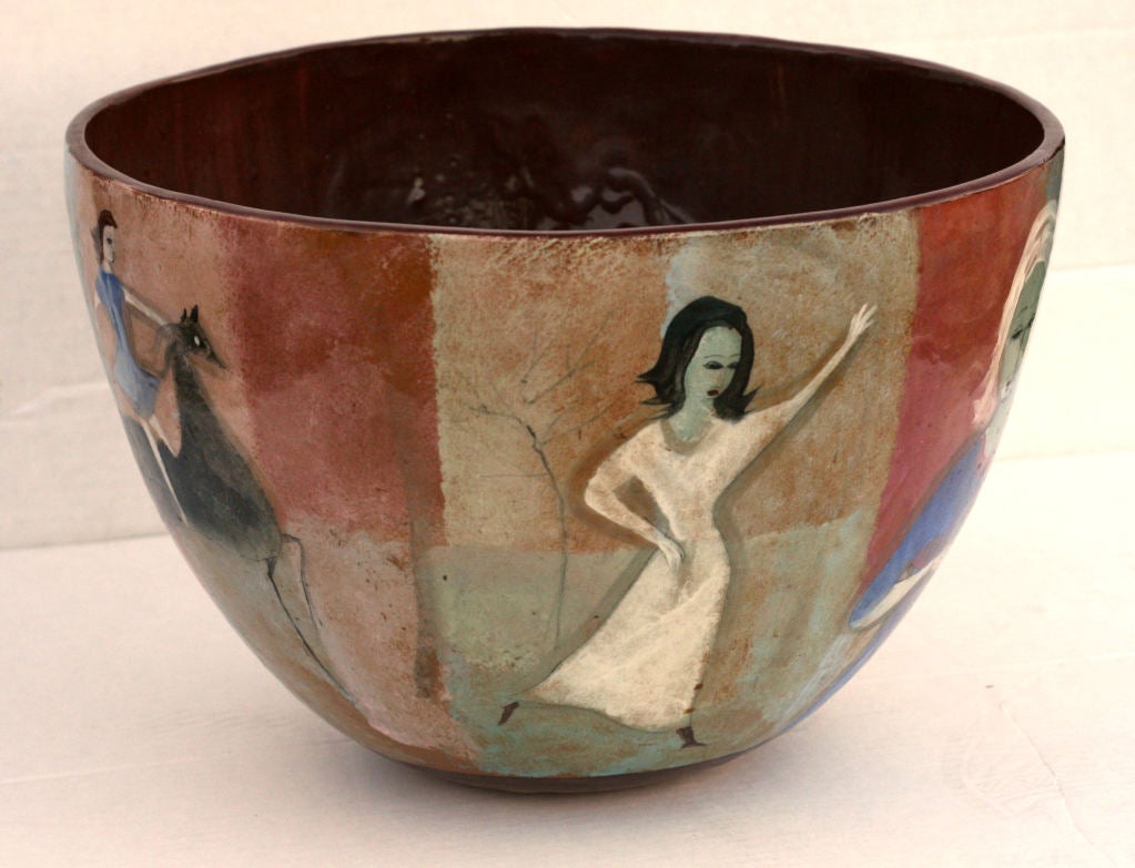 Glazed Monumental Polia Pillin Ceramic Punch Bowl
