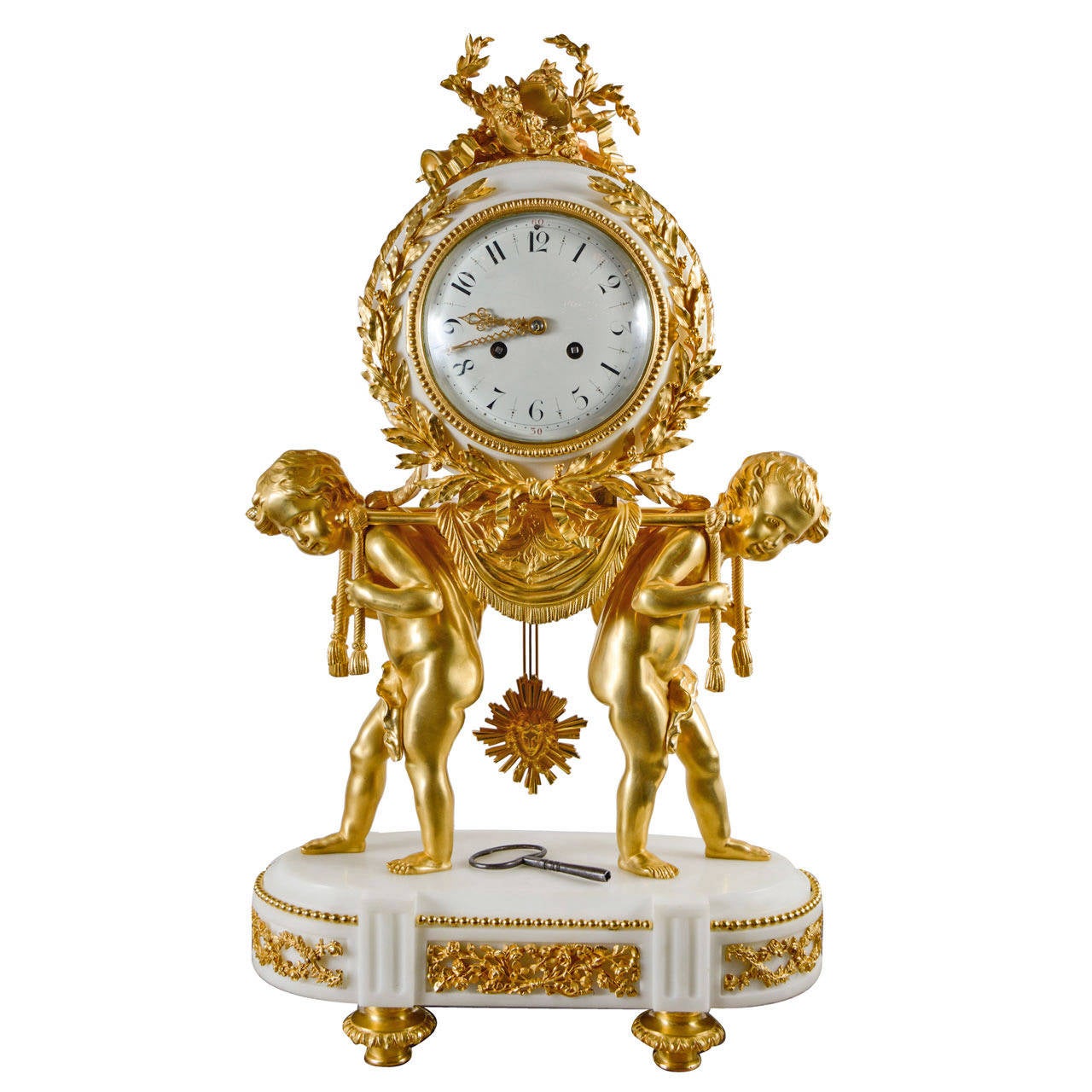 Gorgeous Louis XVI Style Mantel Clock For Sale