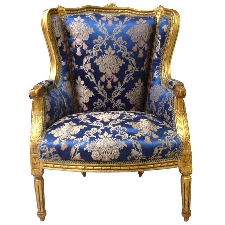Blue Armchair Louis XVI Style For Sale