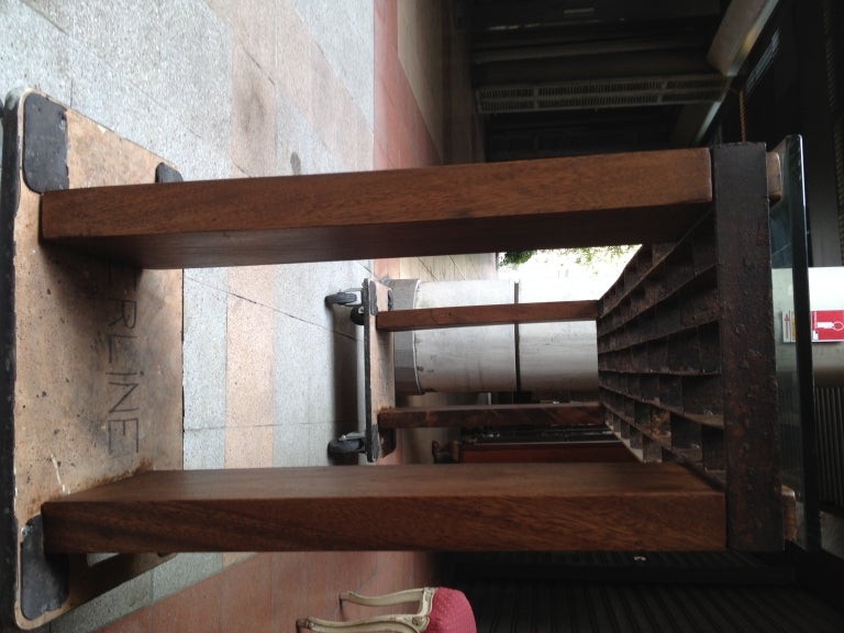 Large Metal And Glass Console Wood