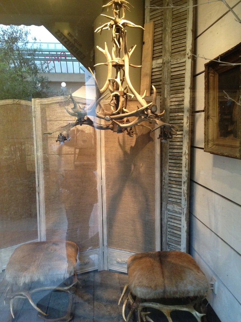 Antler Chandelier In Excellent Condition For Sale In Saint-Ouen, FR