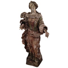 18th Century Wood Polychrome Statue