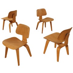 Set of 4 1950's Evans DCW by Charles Eames in birch