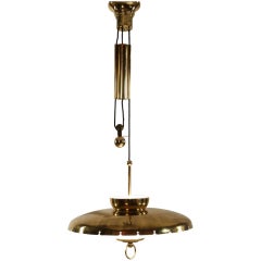 1950's Italian brass -opaline glass chandelier