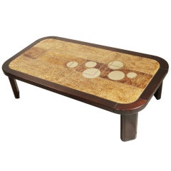 1960's De Nisco high end regency glazed pottery coffee table