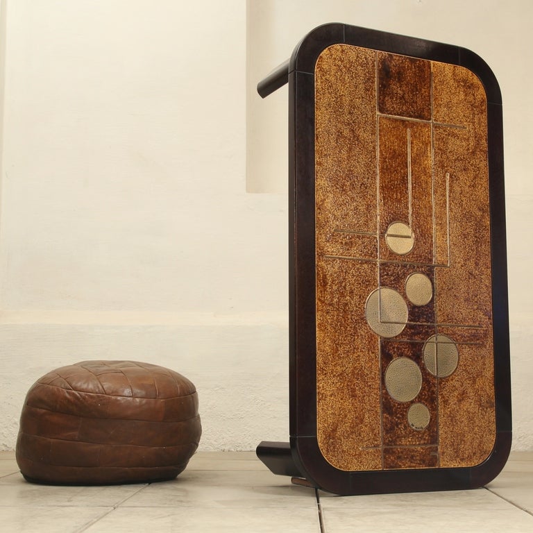 1960's De Nisco high end regency glazed pottery coffee table