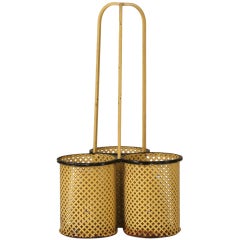 1950
s Mathieu Mategot attr. aged metal bottle holder