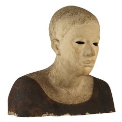 1980's Erica Chaffart clay sculpture 'hollow eyes'