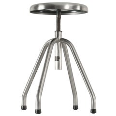 Vintage Industrial adjustable stool in stainless steel