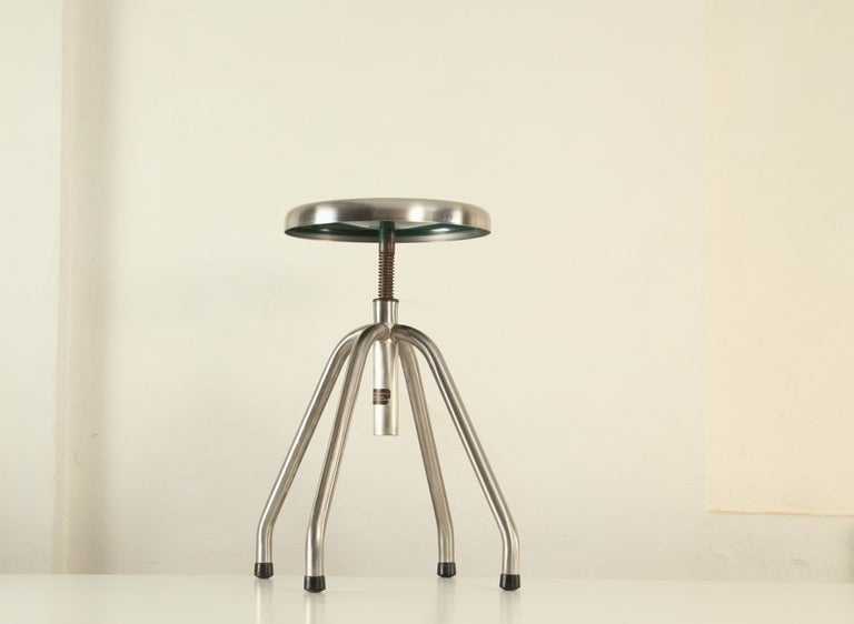 Unknown Industrial adjustable stool in stainless steel