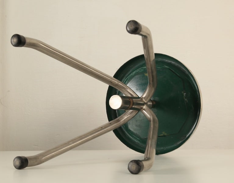 Late 20th Century Industrial adjustable stool in stainless steel