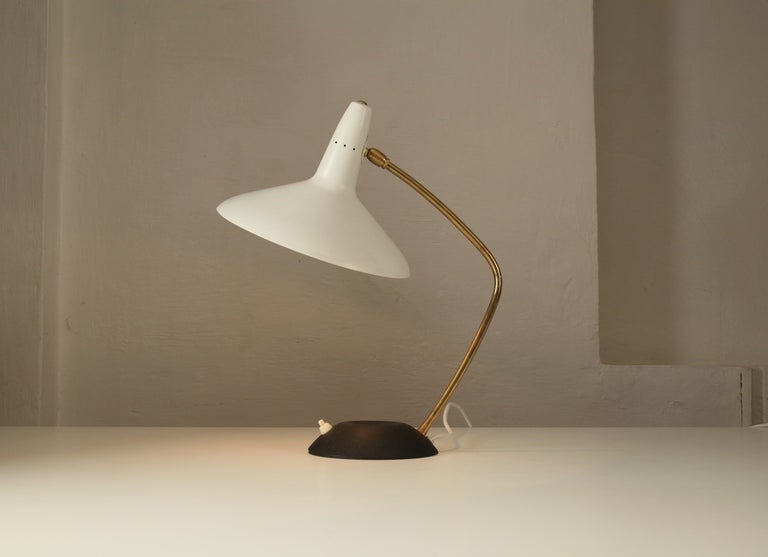 Mid-Century Modern 1950's Brass black-white 50's table lamp itm Carl Auböck For Sale