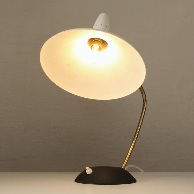 1950's Brass black-white 50's table lamp itm Carl Auböck In Good Condition For Sale In Antwerp, BE