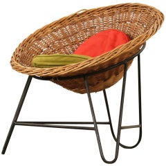 1950's Woven Wicker Cone Basket Lounge Chair itm Matégot