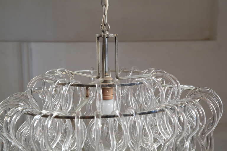 Fab. Chandelier With 3 Layers Of Interlocking Glasses By Mangiarotti 2