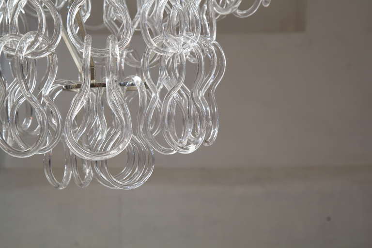 Fab. Chandelier With 3 Layers Of Interlocking Glasses By Mangiarotti 3