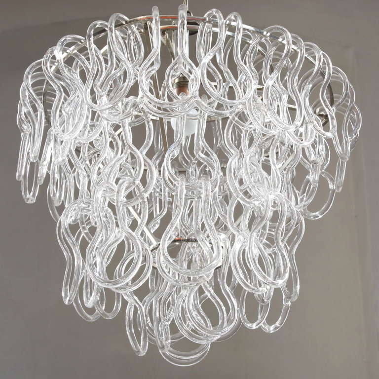 Hollywood Regency Fab. Chandelier With 3 Layers Of Interlocking Glasses By Mangiarotti