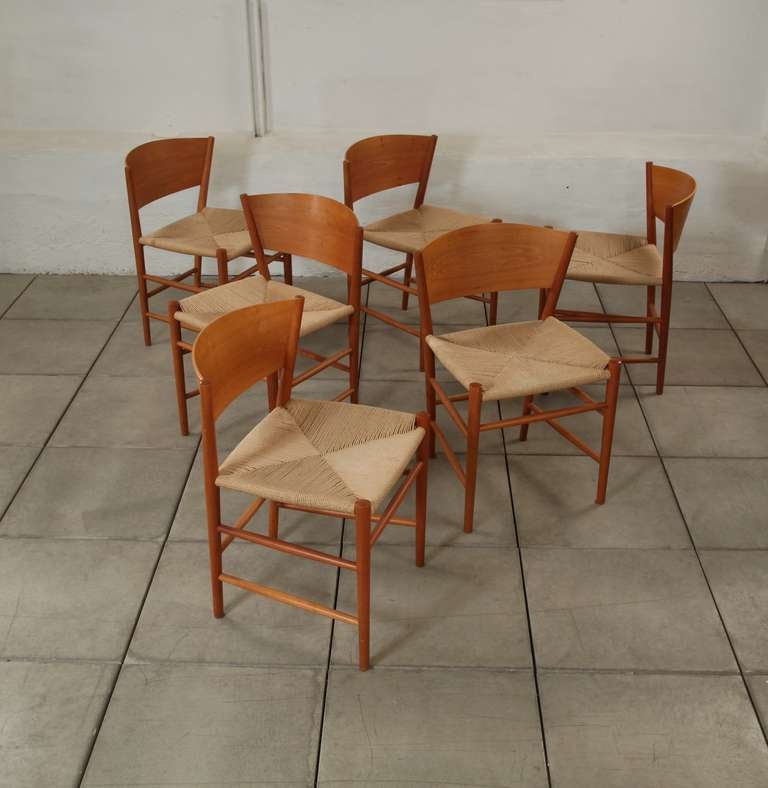 Mid-Century Modern Vintage Tom Stepp Set of 6 Fruitwood 'Jive' Dining Chairs