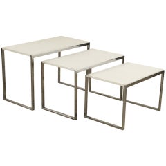 Contemporary set off 3 nesting tables in chrome and laminated top