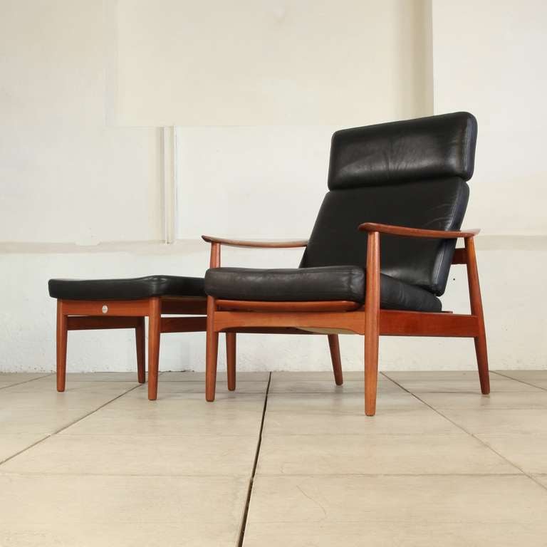 Vintage 1960's Arne Vodder Easy Chair and Footstool model FD 16 In Good Condition In Antwerp, BE