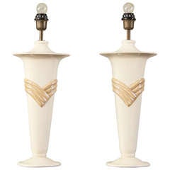 Pair Of Signed Tomasso Barbi Table Lamps For Ceramiche Italy