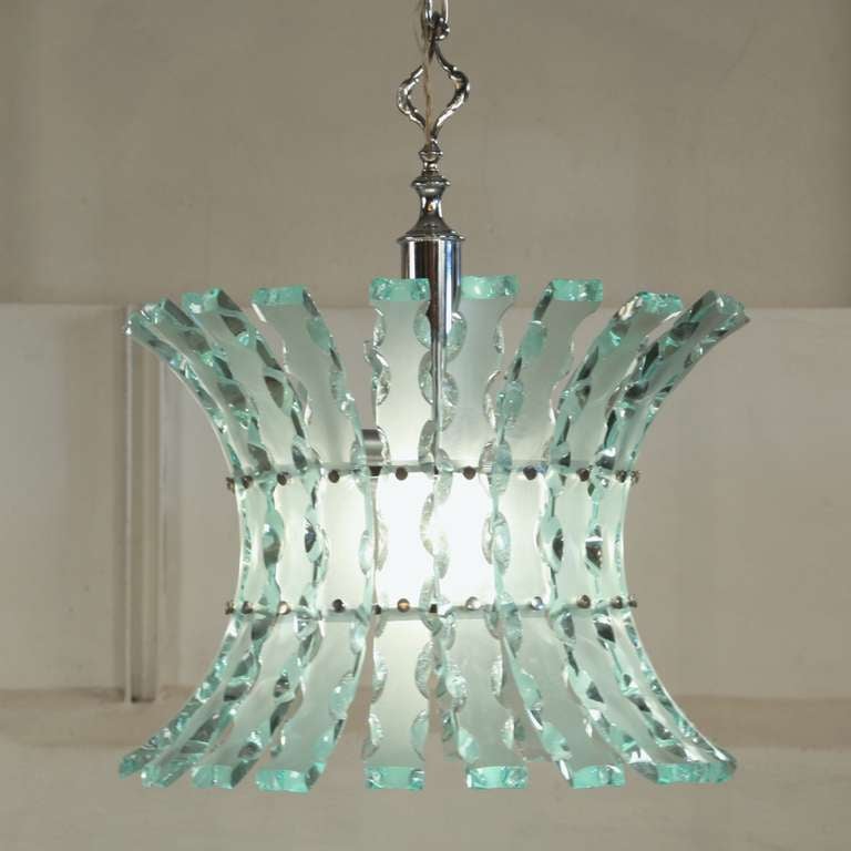 Impressive High end Italian Chandelier In Molded Frosted Glass