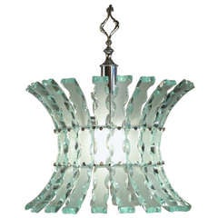 Impressive High end Italian Chandelier In Molded Frosted Glass