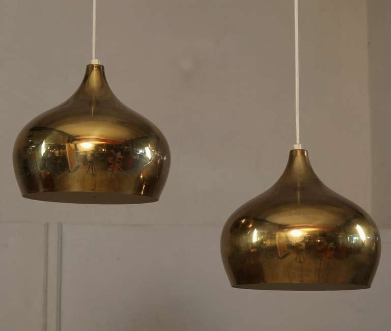 Mid-Century Modern High end XL brass pendant lights attr. V. Lauritzen